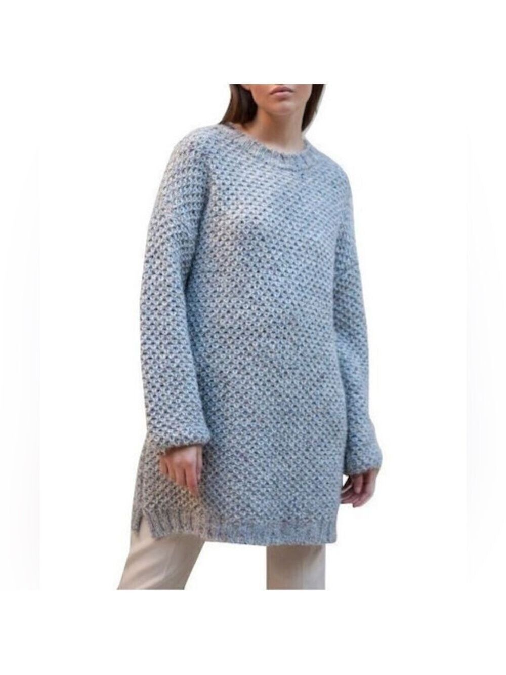 Aggél grey textured sweater pullover tunic Small Gold Edition knit Alpaca wool